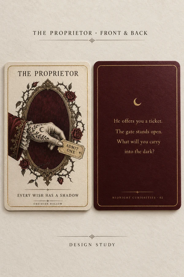 A glimpse of The Proprietor fortune-card artwork