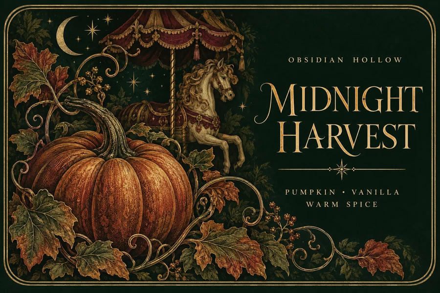 Partial view of an engraved pumpkin and carousel horse